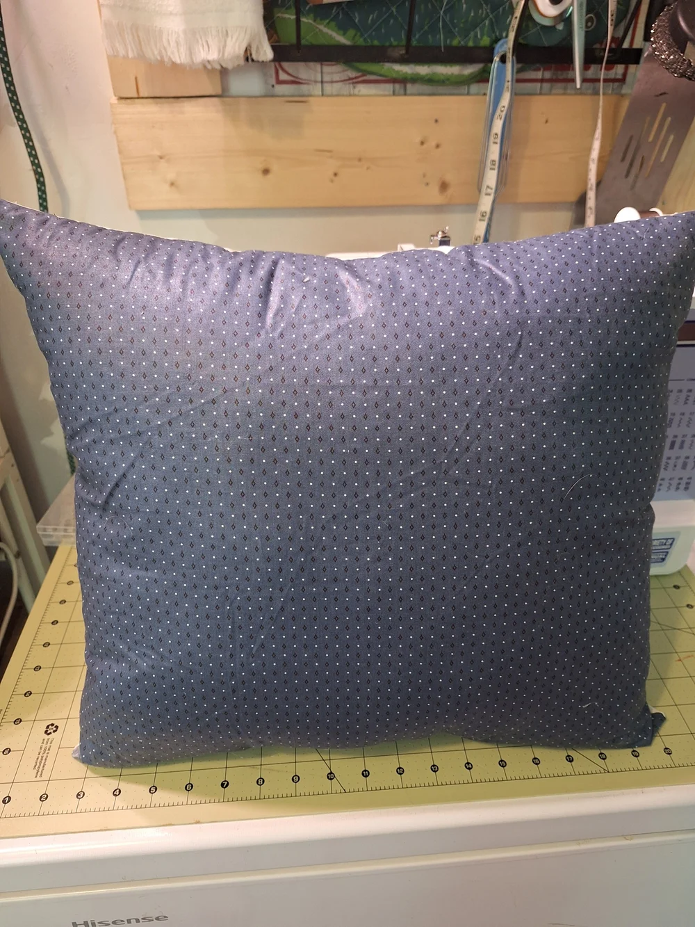Vintage Handmade Rustic Deer Print Decorative Pillow - Blue and Brown